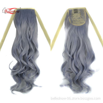 Hot sell Drawstring ponytail Synthetic hair Grey Ponytail Clip in ponytail hair pieces  hair extension
